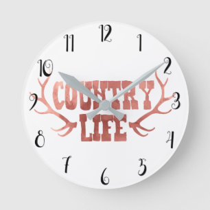 Country Life Hertenpezen Perzik Roze Goud Glam Ronde Klok