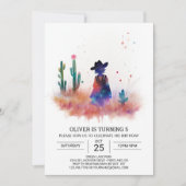 Country Life Waterverf Cowboy Verjaardag Kaart (Voorkant)