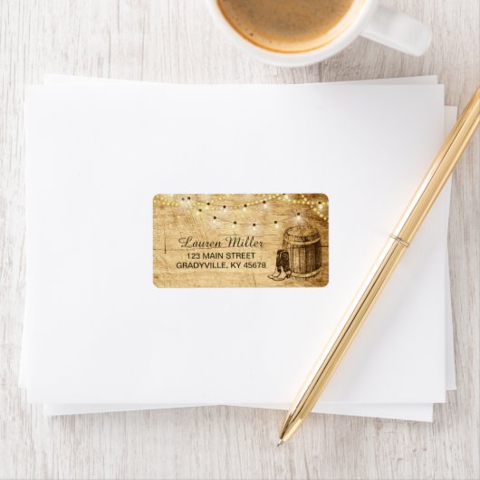 Country Lights groot adreslabel met laarzen Etiket (Insitu)