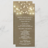 Country Lights + Rustieke Burlap Wedding Programma Programmakaart (Voorkant / Achterkant)