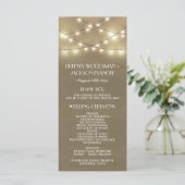 Country Lights + Rustieke Burlap Wedding Programma Programmakaart (Staand voorkant)