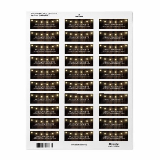 Country Lights Rustieke schuur hout bruiloft label (Full Sheet)