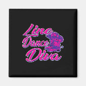 Country Line Dancer Diva Vrouwen Gift Line Dancing Magneet (Voorkant)