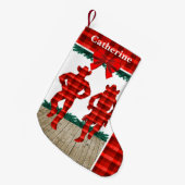 Country Line Dancers Met Rood Plaid Kleine Kerstsok (Voorkant (Hangend))