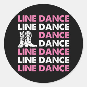 Country Line Dancing Western Dancer Cowboy Boots Ronde Sticker