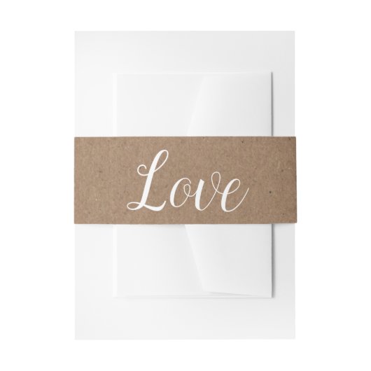 Country Love Brown & White Kraft Rustic Wedding Uitnodigingen Wikkel (Voorkant Voorbeeld)