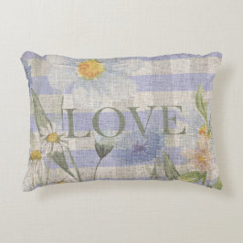 Country Love Floral Blue Gingham en Daisies Accent Kussen