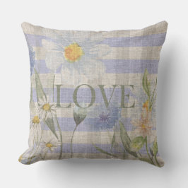 Country Love Floral Blue Gingham en Daisies Kussen