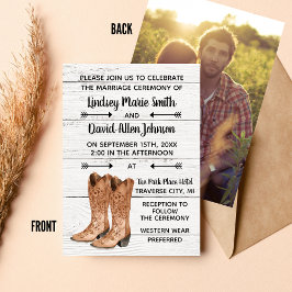 Country Love Western Rustic Photo Wedding Kaart