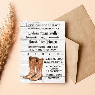 Country Love Western Rustic Wedding Invitation Kaart