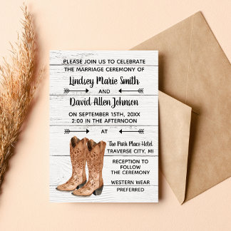 Country Love Western Rustic Wedding Invitation Kaart