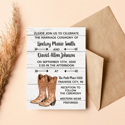 Country Love Western Rustic Wedding Invitation Kaart