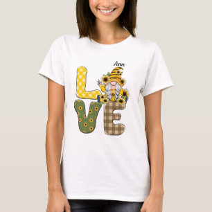 "Country LOVE" woord met kabouters en zonnebloemen T-shirt