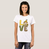 "Country LOVE" woord met kabouters en zonnebloemen T-shirt (Voorkant volledig)