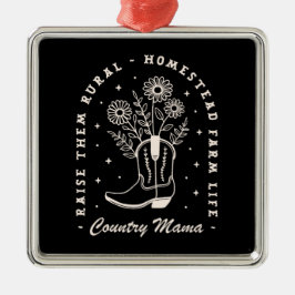 Country mama cowgirl westerne quotes zwart metalen ornament