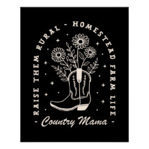 Country mama cowgirl westerne quotes zwart