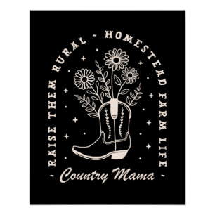 Country mama cowgirl westerne quotes zwart perfect poster