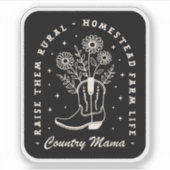 Country mama cowgirl westerne quotes zwart sticker (Voorkant)