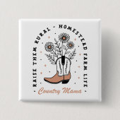 Country mama homestead huisvrouw quotes vierkante button 5,1 cm (Voorkant)
