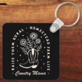 Country mama opvoeden ze ruraal grappig sleutelhanger (Achterkant)