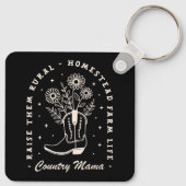 Country mama opvoeden ze ruraal grappig sleutelhanger (Achterkant)