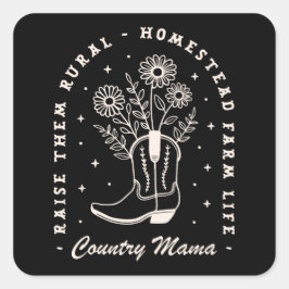 Country mama opvoeden ze ruraal grappig vierkante sticker