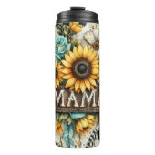 country Mama Zonnebloem koe print glitter Thermosbeker (Voorkant)