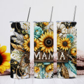 country Mama Zonnebloem koe print glitter Thermosbeker