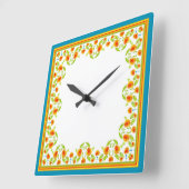 Country Marigolds Border Vierkante Wandklok (Hoek)