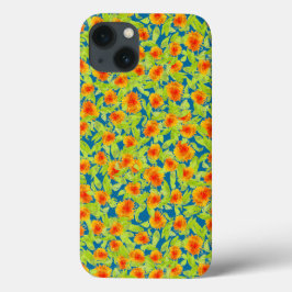 Country Marigolds op Blue Hoesje-Mate iPad Case