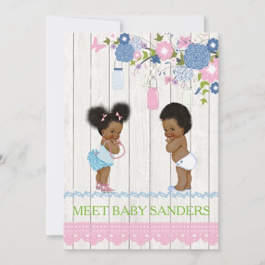 Country Mason Jar Baby onthult uitnodiging (Voorkant)