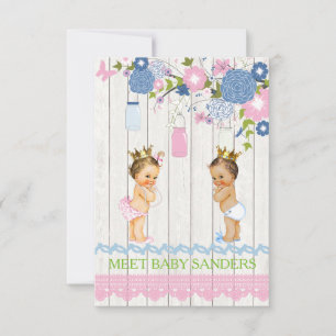 Country Mason Jar Baby Reveal Invitation Kaart
