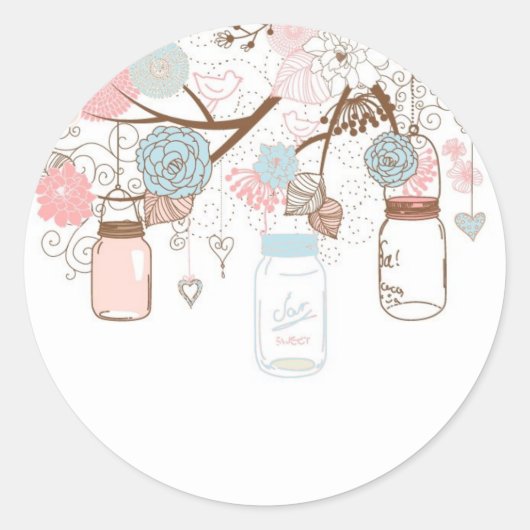 Country Mason Jar Baby Stickers blauw en roze (Voorkant)