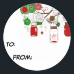 Country Mason Jar Christmas Gift Label Sticker<br><div class="desc">Country Mason Jar Christmas Gift Label Sticker</div>