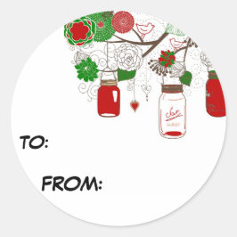 Country Mason Jar Christmas Gift Label Sticker