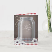 Country Mason Jar Daisy Red Gingham Bedankt kaart (Voorkant)