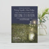 Country Mason Jar + Firefly Trouwuitnodigingen Kaart (Staand voorkant)