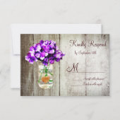 country Mason Jar Hydrangea Wedding RSVP-kaarten RSVP Kaartje (Voorkant)