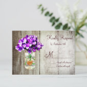 country Mason Jar Hydrangea Wedding RSVP-kaarten RSVP Kaartje (Staand voorkant)