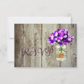 country Mason Jar Hydrangea Wedding RSVP-kaarten RSVP Kaartje (Achterkant)