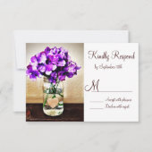 country Mason Jar Hydrangea Wedding RSVP-kaarten RSVP Kaartje (Voorkant)
