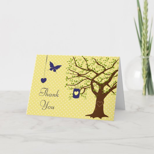 Country Mason Jar Navy en Geel Dank U Kaart (Voorkant)