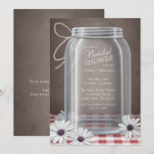 Country Mason Jar Red Gingham Vrijgezellenfeest Kaart (Voorkant / Achterkant)