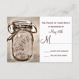 Country Mason Jar Rustic Wedding RSVP-kaarten RSVP Kaartje