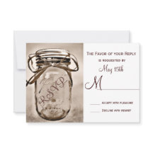 Country Mason Jar Rustic Wedding RSVP-kaarten