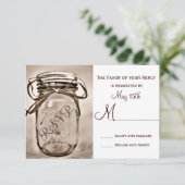 Country Mason Jar Rustic Wedding RSVP-kaarten RSVP Kaartje (Staand voorkant)