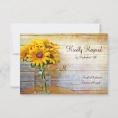 Country Mason Jar Sunflower Weddenschap RSVP-kaart RSVP Kaartje (Voorkant)