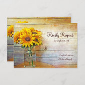 Country Mason Jar Sunflower Weddenschap RSVP-kaart RSVP Kaartje (Voorkant / Achterkant)