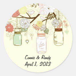 Country Mason Jar Trouwstickers Ronde Sticker