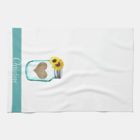 "Country Mason Jar Wedding Towel Theedoek (Horizontaal)